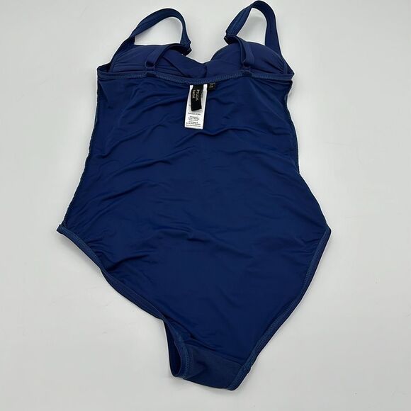 Niptuck Swim Swimsuit Womens 6 Multi Fit Cup One Piece Ruched Blue - Picture 4 of 12